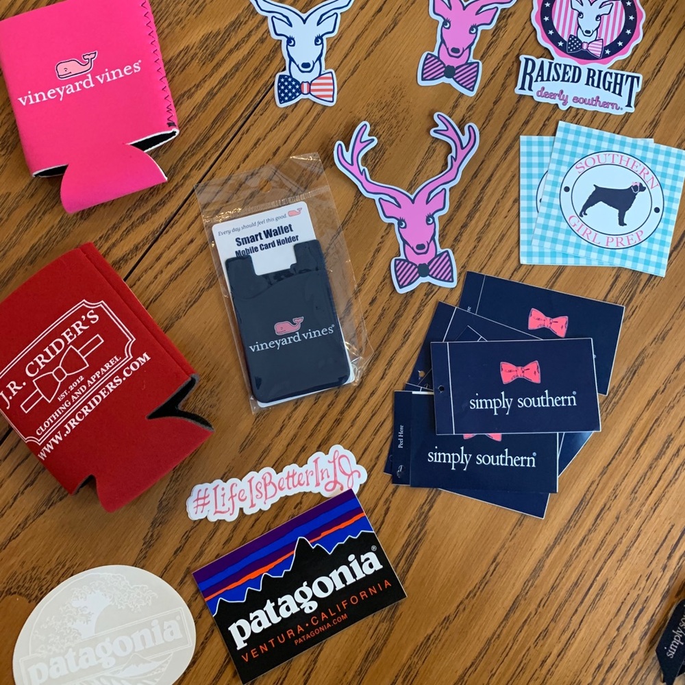 Assorted Stickers and Coozies